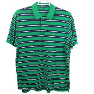 Polo Ralph Lauren Mens XXL Classic Fit Striped Polo Shirt Green/Blue XXL